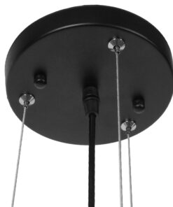 GloboStar® KEVIA 01150 Μοντέρνο Κρεμαστό Φωτιστικό Οροφής Τρίφωτο Μαύρο Μεταλλικό Πλέγμα με Καμπάνα απο Λευκό Γυαλί Φ40 x Y17.5cm