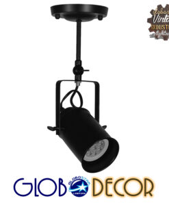 GloboStar® HOLLYWOOD 01153 Vintage Φωτιστικό Οροφής Μονόφωτο Μαύρο Μεταλλικό Ράγα Φ10 x Y35.5CM