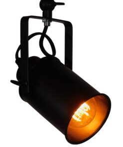 GloboStar® HOLLYWOOD 01153 Vintage Φωτιστικό Οροφής Μονόφωτο Μαύρο Μεταλλικό Ράγα Φ10 x Y35.5CM