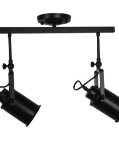 GloboStar® HOLLYWOOD 01154 Vintage Φωτιστικό Οροφής Δίφωτο Μαύρο Μεταλλικό Ράγα Μ44 x Π13 x Υ36cm