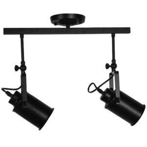 GloboStar® HOLLYWOOD 01154 Vintage Φωτιστικό Οροφής Δίφωτο Μαύρο Μεταλλικό Ράγα Μ44 x Π13 x Υ36cm