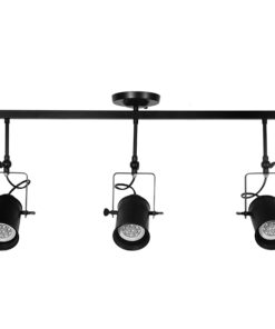 GloboStar® HOLLYWOOD 01155 Vintage Φωτιστικό Οροφής Τρίφωτο Μαύρο Μεταλλικό Ράγα Μ13 x Π78 x Υ38cm