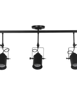 GloboStar® HOLLYWOOD 01155 Vintage Φωτιστικό Οροφής Τρίφωτο Μαύρο Μεταλλικό Ράγα Μ13 x Π78 x Υ38cm