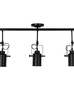 GloboStar® HOLLYWOOD 01155 Vintage Φωτιστικό Οροφής Τρίφωτο Μαύρο Μεταλλικό Ράγα Μ13 x Π78 x Υ38cm