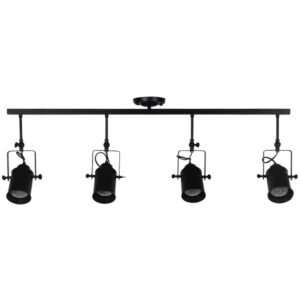 GloboStar® HOLLYWOOD 01156 Vintage Φωτιστικό Οροφής Πολύφωτο Μαύρο Μεταλλικό Ράγα Μ13 x Π110 x Υ38cm