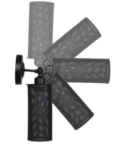 GloboStar® HOLVIA 01160 Vintage Industrial Φωτιστικό Τοίχου Απλίκα Μονόφωτο Μαύρο Μεταλλικό Πλέγμα Φ10 x Μ16 x Π12 x Υ34cm