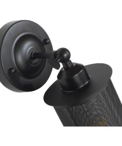 GloboStar® HOLVIA 01160 Vintage Industrial Φωτιστικό Τοίχου Απλίκα Μονόφωτο Μαύρο Μεταλλικό Πλέγμα Φ10 x Μ16 x Π12 x Υ34cm