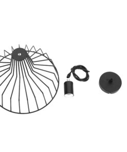 GloboStar® TERE 01165 Vintage Industrial Κρεμαστό Φωτιστικό Οροφής Μονόφωτο Μαύρο Μεταλλικό Πλέγμα Καμπάνα Φ30 x Y25cm