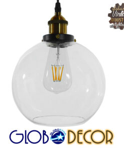 GloboStar® COLLINS 01170 Vintage Κρεμαστό Φωτιστικό Οροφής Μονόφωτο 1 x E27 Γυάλινο Καμπάνα Φ18 x Y25cm