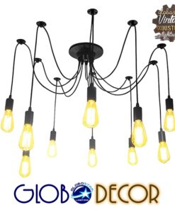 GloboStar® WIRED 01173 Vintage Φωτιστικό Οροφής Πολύφωτο Μαύρο