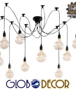 GloboStar® WIRED 01173 Vintage Φωτιστικό Οροφής Πολύφωτο Μαύρο