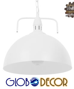 GloboStar® LARKIN 01174 Vintage Κρεμαστό Φωτιστικό Οροφής Μονόφωτο 1 x E27 Λευκό Μεταλλικό Καμπάνα Φ31 x Y30cm