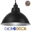 GloboStar® LOUVE 01176 Vintage Industrial Κρεμαστό Φωτιστικό Οροφής Μονόφωτο Μαύρο Μεταλλικό Καμπάνα Φ39 x Y32cm