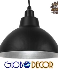 GloboStar® LOUVE 01176 Vintage Industrial Κρεμαστό Φωτιστικό Οροφής Μονόφωτο Μαύρο Μεταλλικό Καμπάνα Φ39 x Y32cm