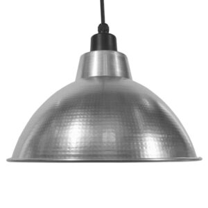 GloboStar® LOUVE 01178 Vintage Industrial Κρεμαστό Φωτιστικό Οροφής Μονόφωτο Ασημί Μεταλλικό Καμπάνα Φ39 x Y32cm
