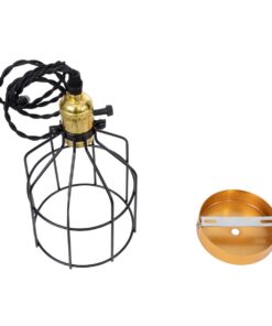 GloboStar® GALOT 01179 Vintage Industrial Κρεμαστό Φωτιστικό Οροφής Μονόφωτο 1 x E27 Μαύρο Μεταλλικό Πλέγμα Φ13.5 x Υ16cm