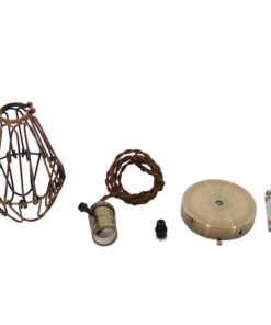 GloboStar® FLOWER IRON RUST 01180 Vintage Industrial Κρεμαστό Φωτιστικό Οροφής Μονόφωτο Καφέ Σκουριά Μεταλλικό Πλέγμα Φ10 x Y20cm