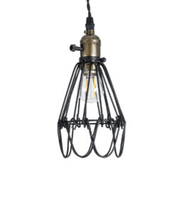 GloboStar® FLOWER IRON RUST 01181 Vintage Κρεμαστό Φωτιστικό Οροφής Μονόφωτο 1 x E27 AC220-240V IP20 – Φ10 x Υ20cm – Μαύρο Μεταλλικό Πλέγμα