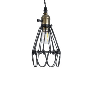 GloboStar® FLOWER IRON RUST 01181 Vintage Κρεμαστό Φωτιστικό Οροφής Μονόφωτο 1 x E27 AC220-240V IP20 – Φ10 x Υ20cm – Μαύρο Μεταλλικό Πλέγμα