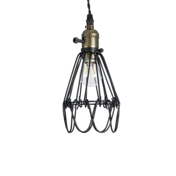 GloboStar® FLOWER IRON RUST 01181 Vintage Κρεμαστό Φωτιστικό Οροφής Μονόφωτο 1 x E27 AC220-240V IP20 – Φ10 x Υ20cm – Μαύρο Μεταλλικό Πλέγμα