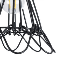 GloboStar® FLOWER IRON RUST 01181 Vintage Κρεμαστό Φωτιστικό Οροφής Μονόφωτο 1 x E27 AC220-240V IP20 – Φ10 x Υ20cm – Μαύρο Μεταλλικό Πλέγμα