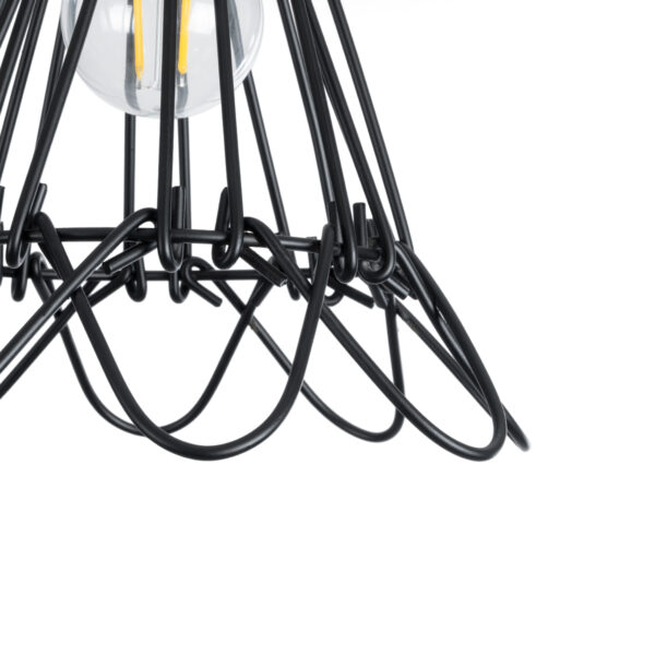 GloboStar® FLOWER IRON RUST 01181 Vintage Κρεμαστό Φωτιστικό Οροφής Μονόφωτο 1 x E27 AC220-240V IP20 – Φ10 x Υ20cm – Μαύρο Μεταλλικό Πλέγμα