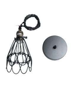 GloboStar® FLOWER IRON RUST 01181 Vintage Κρεμαστό Φωτιστικό Οροφής Μονόφωτο 1 x E27 AC220-240V IP20 – Φ10 x Υ20cm – Μαύρο Μεταλλικό Πλέγμα