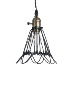 GloboStar® FLOWER IRON RUST 01181 Vintage Κρεμαστό Φωτιστικό Οροφής Μονόφωτο 1 x E27 AC220-240V IP20 – Φ10 x Υ20cm – Μαύρο Μεταλλικό Πλέγμα