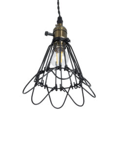 GloboStar® FLOWER IRON RUST 01181 Vintage Κρεμαστό Φωτιστικό Οροφής Μονόφωτο 1 x E27 AC220-240V IP20 – Φ10 x Υ20cm – Μαύρο Μεταλλικό Πλέγμα