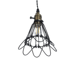 GloboStar® FLOWER IRON RUST 01181 Vintage Κρεμαστό Φωτιστικό Οροφής Μονόφωτο 1 x E27 AC220-240V IP20 – Φ10 x Υ20cm – Μαύρο Μεταλλικό Πλέγμα