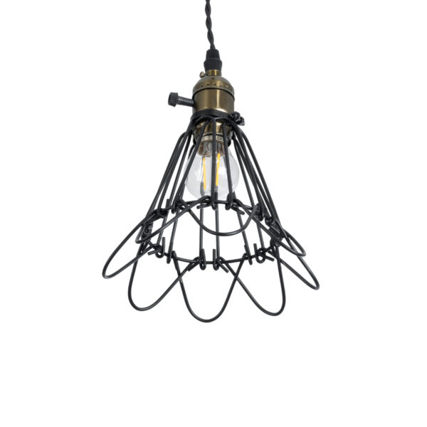 GloboStar® FLOWER IRON RUST 01181 Vintage Κρεμαστό Φωτιστικό Οροφής Μονόφωτο 1 x E27 AC220-240V IP20 – Φ10 x Υ20cm – Μαύρο Μεταλλικό Πλέγμα