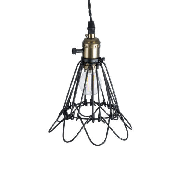 GloboStar® FLOWER IRON RUST 01181 Vintage Κρεμαστό Φωτιστικό Οροφής Μονόφωτο 1 x E27 AC220-240V IP20 – Φ10 x Υ20cm – Μαύρο Μεταλλικό Πλέγμα