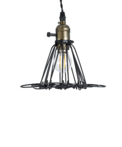 GloboStar® FLOWER IRON RUST 01181 Vintage Κρεμαστό Φωτιστικό Οροφής Μονόφωτο 1 x E27 AC220-240V IP20 – Φ10 x Υ20cm – Μαύρο Μεταλλικό Πλέγμα