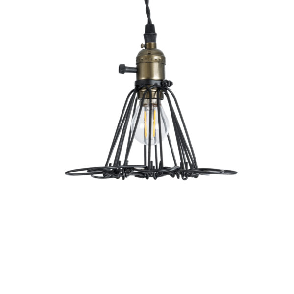 GloboStar® FLOWER IRON RUST 01181 Vintage Κρεμαστό Φωτιστικό Οροφής Μονόφωτο 1 x E27 AC220-240V IP20 – Φ10 x Υ20cm – Μαύρο Μεταλλικό Πλέγμα