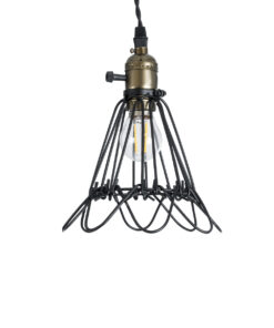 GloboStar® FLOWER IRON RUST 01181 Vintage Κρεμαστό Φωτιστικό Οροφής Μονόφωτο 1 x E27 AC220-240V IP20 – Φ10 x Υ20cm – Μαύρο Μεταλλικό Πλέγμα