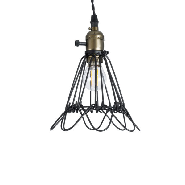 GloboStar® FLOWER IRON RUST 01181 Vintage Κρεμαστό Φωτιστικό Οροφής Μονόφωτο 1 x E27 AC220-240V IP20 – Φ10 x Υ20cm – Μαύρο Μεταλλικό Πλέγμα