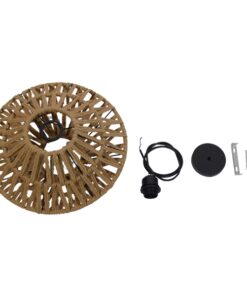 GloboStar® NATHLEN 01187 Vintage Κρεμαστό Φωτιστικό Οροφής Μονόφωτο 1 x E27 Μαύρο Μεταλλικό Πλέγμα με Μπεζ Σχοινί Φ40 x Y20cm