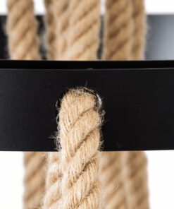 GloboStar® HELLET 01193 Vintage Industrial Κρεμαστό Φωτιστικό Οροφής Πολύφωτο 6 x E27 Μαύρο Μεταλλικό Πλέγμα με Μπεζ Σχοινί Φ72 x Y80cm