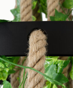 GloboStar® HELLET 01193 Vintage Industrial Κρεμαστό Φωτιστικό Οροφής Πολύφωτο 6 x E27 Μαύρο Μεταλλικό Πλέγμα με Μπεζ Σχοινί Φ72 x Y80cm