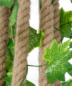 GloboStar® HELLET 01193 Vintage Industrial Κρεμαστό Φωτιστικό Οροφής Πολύφωτο 6 x E27 Μαύρο Μεταλλικό Πλέγμα με Μπεζ Σχοινί Φ72 x Y80cm