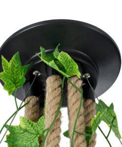 GloboStar® HELLET 01193 Vintage Industrial Κρεμαστό Φωτιστικό Οροφής Πολύφωτο 6 x E27 Μαύρο Μεταλλικό Πλέγμα με Μπεζ Σχοινί Φ72 x Y80cm