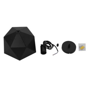 GloboStar® HEXAGON 01194 Μοντέρνο Κρεμαστό Φωτιστικό Οροφής Μονόφωτο Μαύρο – Χρυσό Μεταλλικό Καμπάνα Φ25 x Υ15cm
