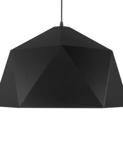 GloboStar® HEXAGON 01195 Μοντέρνο Κρεμαστό Φωτιστικό Οροφής Μονόφωτο Μαύρο – Χρυσό Μεταλλικό Καμπάνα Φ46 x Y25cm