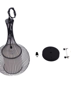 GloboStar® BERNA 01198 Μοντέρνο Κρεμαστό Φωτιστικό Οροφής Μονόφωτο Μαύρο Μεταλλικό Πλέγμα με Υφασμάτινο Εσωτερικό Καπέλο Φ30 x Y50cm