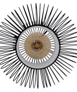 GloboStar® PANYA 01199 Μοντέρνο Κρεμαστό Φωτιστικό Οροφής Μονόφωτο Μαύρο Μεταλικό Πλέγμα με Υφασμάτινο Εσωτερικό Καπέλο Φ31 x Y42cm