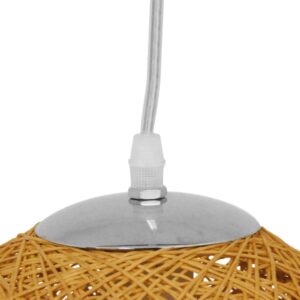 GloboStar® OCEANA 01200 Vintage Κρεμαστό Φωτιστικό Οροφής Μονόφωτο 1 x E27 Μπεζ Ξύλινο Ψάθινο Rattan Φ20 x Υ20cm