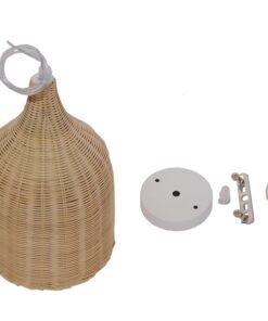 GloboStar® BAHAMAS 01202 Vintage Κρεμαστό Φωτιστικό Οροφής Μονόφωτο 1 x E27 Μπεζ Ξύλινο Ψάθινο Bamboo Φ30 x Υ47cm