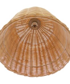 GloboStar® BAHAMAS 01202 Vintage Κρεμαστό Φωτιστικό Οροφής Μονόφωτο 1 x E27 Μπεζ Ξύλινο Ψάθινο Bamboo Φ30 x Υ47cm