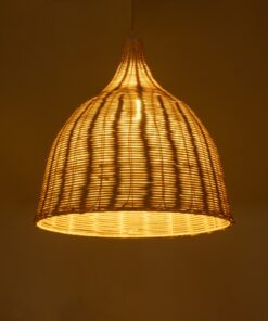 GloboStar® BAHAMAS 01203 Vintage Κρεμαστό Φωτιστικό Οροφής Μονόφωτο 1 x E27 Μπεζ Ξύλινο Ψάθινο Bamboo Φ45 x Υ47cm