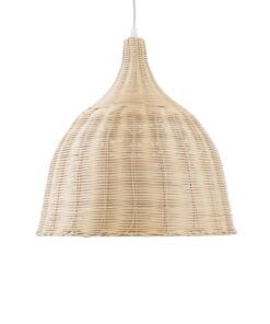 GloboStar® BAHAMAS 01203 Vintage Κρεμαστό Φωτιστικό Οροφής Μονόφωτο 1 x E27 Μπεζ Ξύλινο Ψάθινο Bamboo Φ45 x Υ47cm